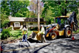 Catch Basin repair on Grove Street nearby a home with two workers