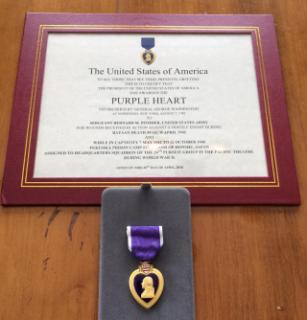 Purple Heart presented to Bernard Pothier 75 years late